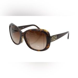 Chanel Camellia Tortoise Brown and Gold Sunglasses